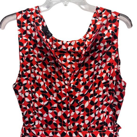 J Crew Collection Silk Geometric Print Sleeveless Maxi Dress Size 10 Red Black - Picture 8 of 13